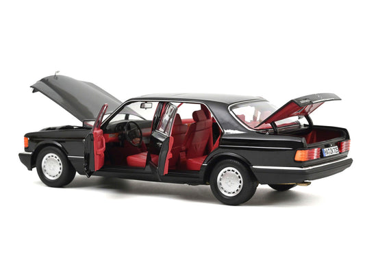 1991 Mercedes-Benz 560 SEL Type W126 Black with Red Interior 1/18 Diecast Model Car by Norev-1
