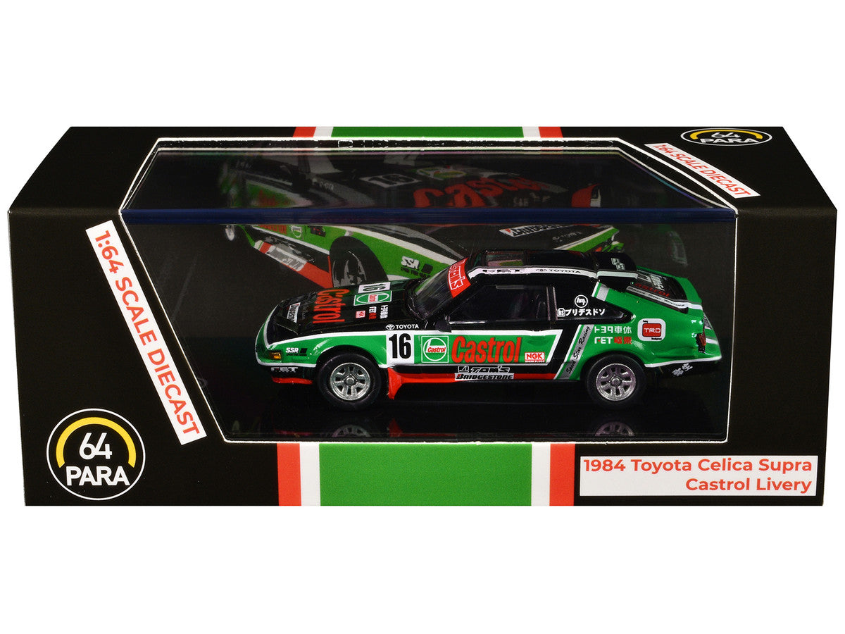 1984 Toyota Celica Supra #16 "Castrol Livery" Black and Green with Graphics 1/64 Diecast Model Car by Paragon Models-2