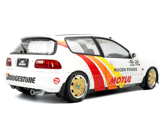 1991 Honda Civic (EG6) RHD (Right Hand Drive) "Mugen Racing" White with Stripes 1/18 Diecast Model Car by Solido-1