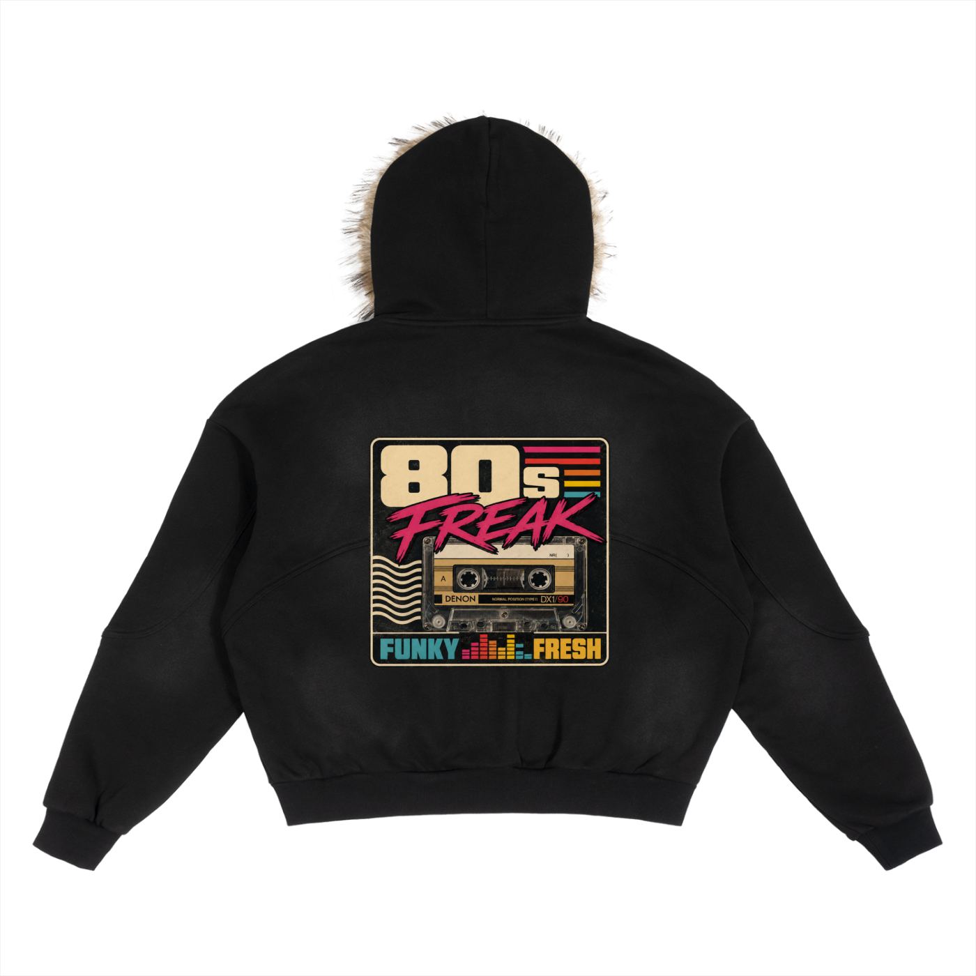 Sun Fade Boxy Detachable Fur Hoodie