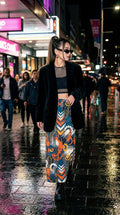 Retro Graphic Midi Pencil Skirt | Women's Vintage High Waist