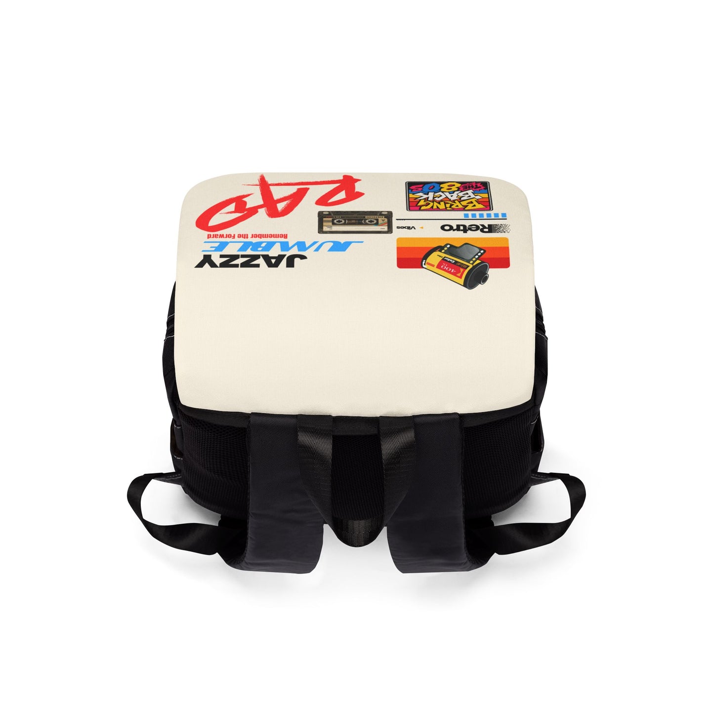Retro 80s Patch Backpack – 'Bring Back the 80s' Casual Shoulder Bag