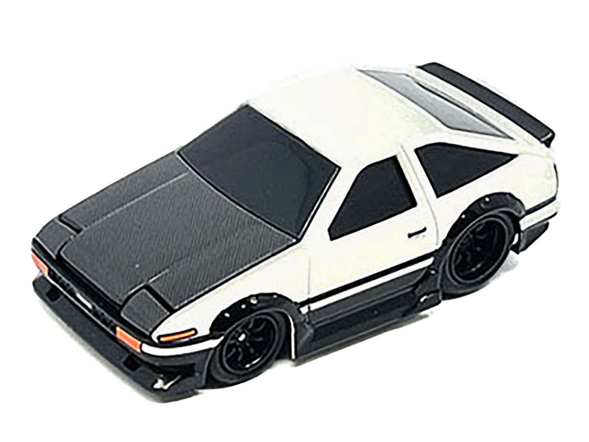 1983 Toyota Sprinter Trueno (AE86) White with Carbon Hood 1/64 Diecast Model Car by Muscle Machines