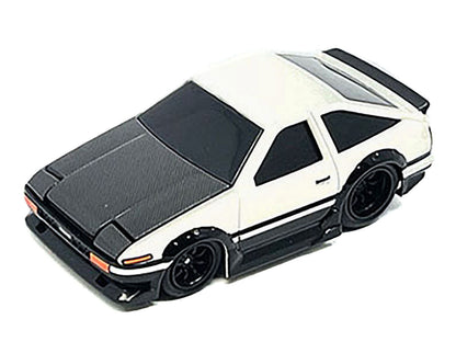 1983 Toyota Sprinter Trueno (AE86) White with Carbon Hood 1/64 Diecast Model Car by Muscle Machines