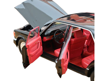 1991 Mercedes-Benz 560 SEL Type W126 Black with Red Interior 1/18 Diecast Model Car by Norev