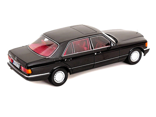 1991 Mercedes-Benz 560 SEL Type W126 Black with Red Interior 1/18 Diecast Model Car by Norev-0