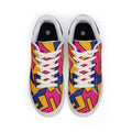 Low-Top Sneakers — Bold Retro Geometric Print (Pink, Yellow & Navy)