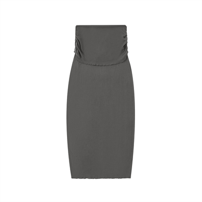 Jazzy Jumble Women's Dyed Washed Straight Hip-Hugging Slim Maxi Skirt