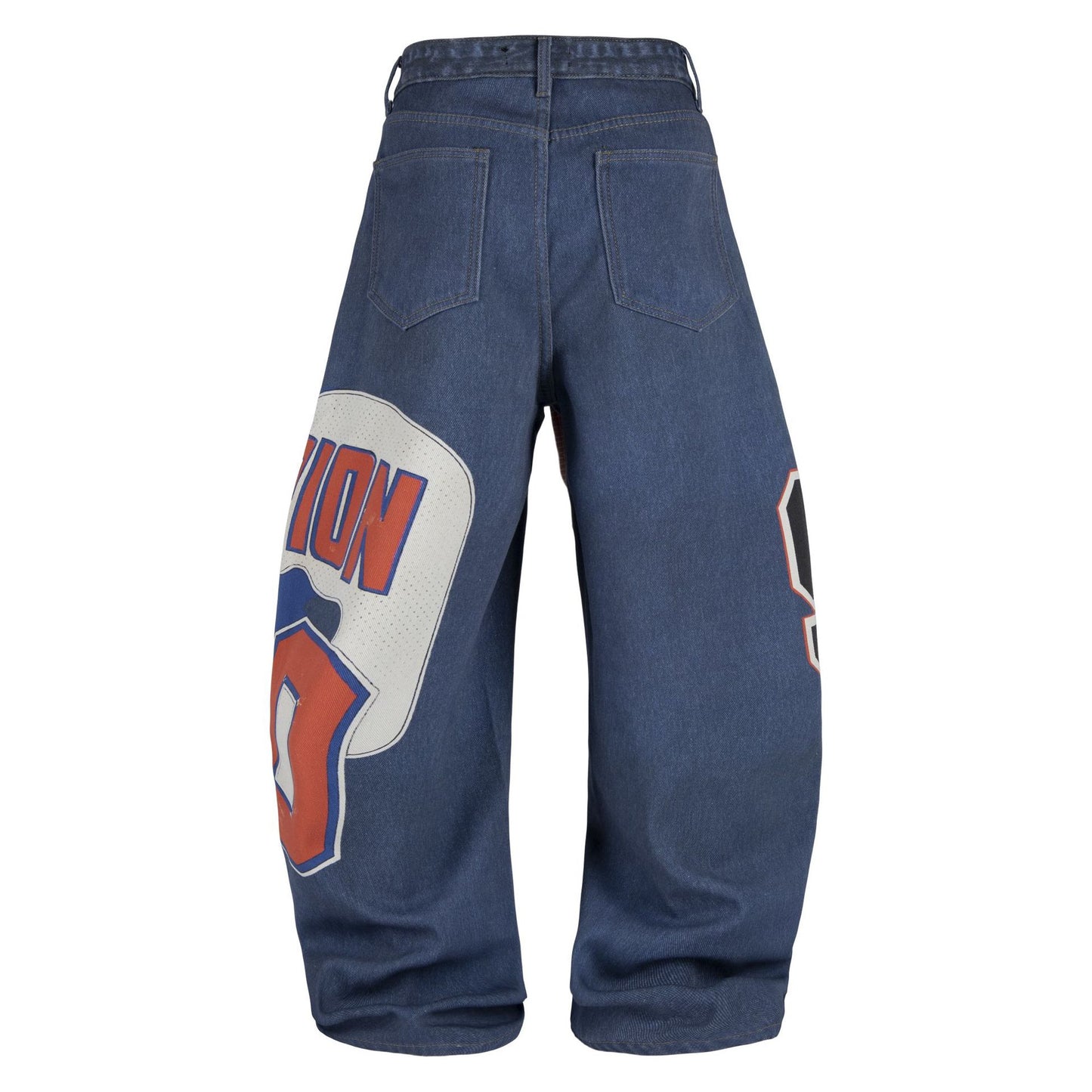 Retro printed patchwork embroidered jeans