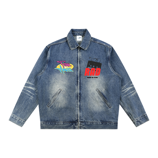 Vintage Wash Zip Up Denim Jacket