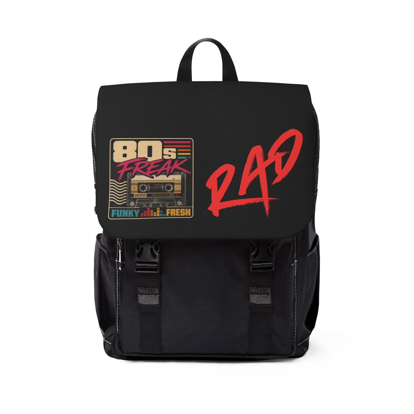 Retro 80s '80s Freak' Rad Backpack — Vintage Cassette Graphic Shoulder Bag