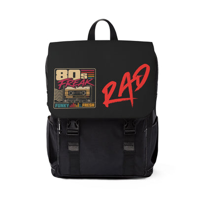 Retro 80s '80s Freak' Rad Backpack — Vintage Cassette Graphic Shoulder Bag
