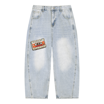 Jazzy Jumble Men`s Vintage Washed Loose Jeans