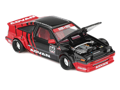 Toyota AE86 Sprinter Trueno RHD (Right Hand Drive) #86 "Kaido ADVAN" Black and Red (Designed by Jun Imai) "Kaido House" Special 1/64 Diecast Model Car by Mini GT