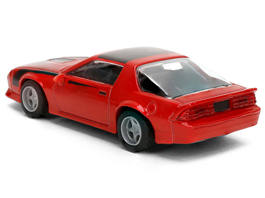 1985 Chevrolet Camaro Red with Black Top and Stripes "Collection" Series 1/64 Diecast Model Car by Majorette-0