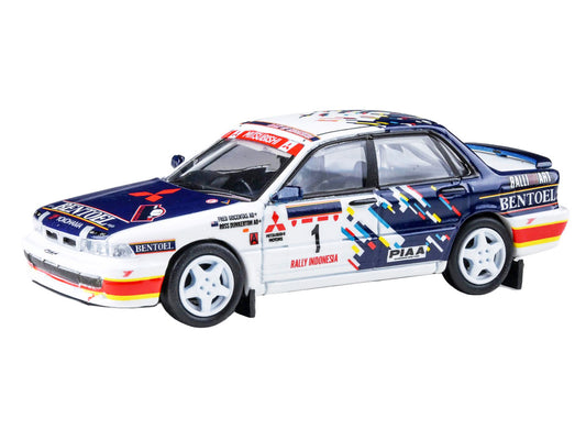 Mitsubishi Galant VR-4 RHD (Right Hand Drive) #1 Ross Dunkerton - Fred Gocentas "Rally Indonesia" (1993) 1/64 Diecast Model Car by Paragon Models-1