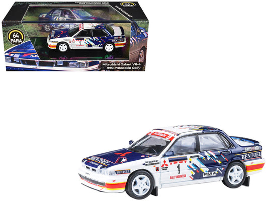 Mitsubishi Galant VR-4 RHD (Right Hand Drive) #1 Ross Dunkerton - Fred Gocentas "Rally Indonesia" (1993) 1/64 Diecast Model Car by Paragon Models-0