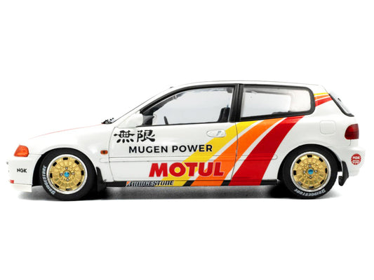 1991 Honda Civic (EG6) RHD (Right Hand Drive) "Mugen Racing" White with Stripes 1/18 Diecast Model Car by Solido-0