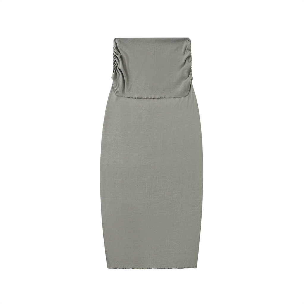Dyed Washed Straight Hip-Hugging Slim Maxi Skirt
