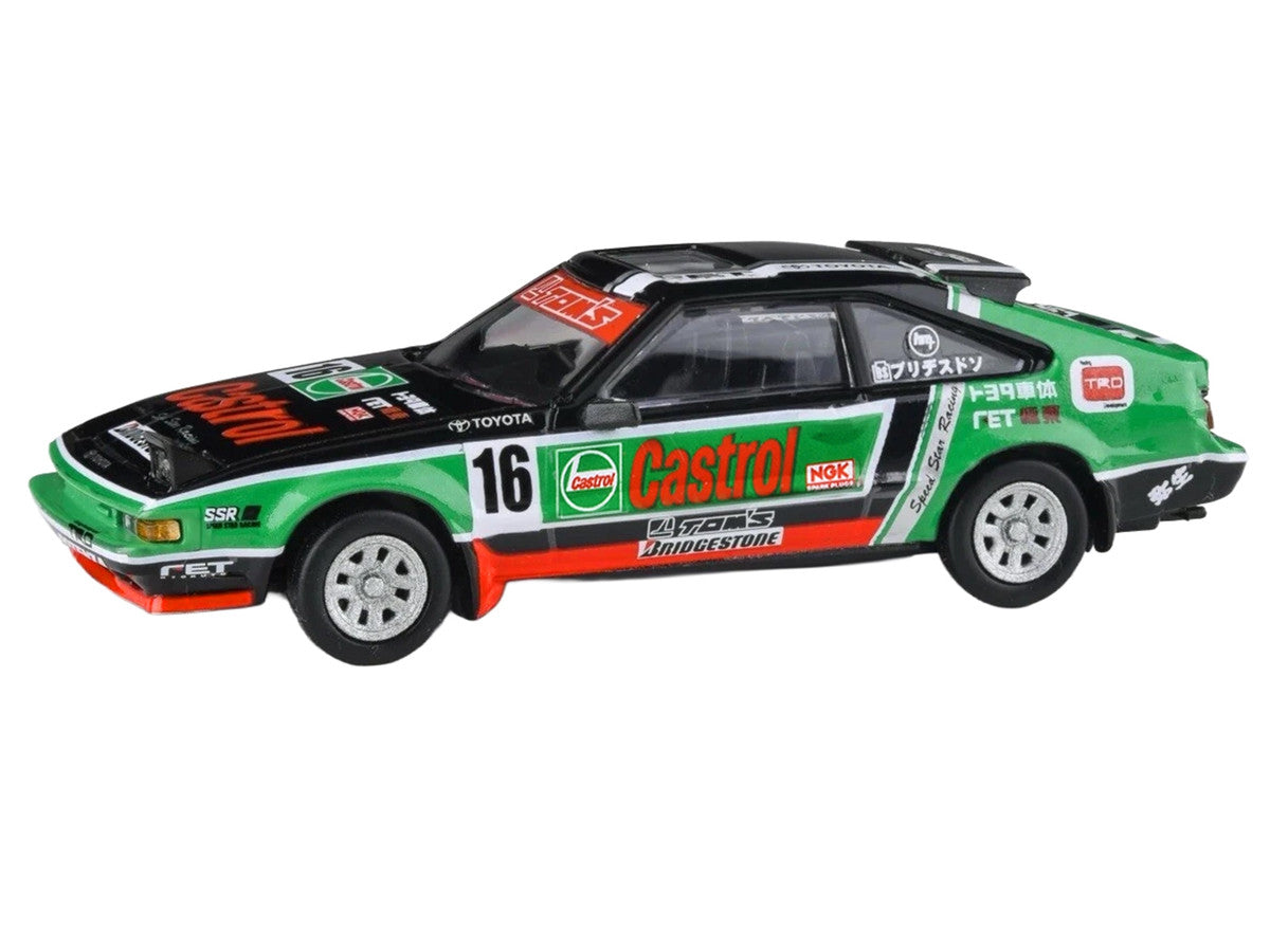 1984 Toyota Celica Supra #16 "Castrol Livery" Black and Green with Graphics 1/64 Diecast Model Car by Paragon Models