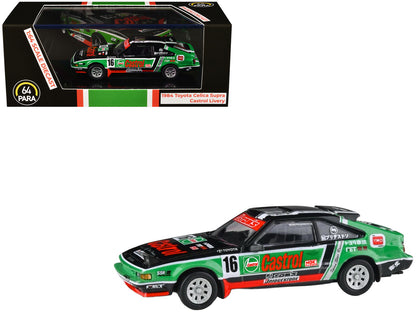 1984 Toyota Celica Supra #16 "Castrol Livery" Black and Green with Graphics 1/64 Diecast Model Car by Paragon Models