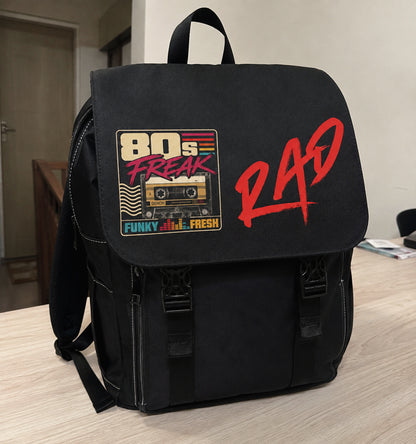 Retro '80s Freak Rad Backpack : Vintage Cassette Graphic Shoulder Bag